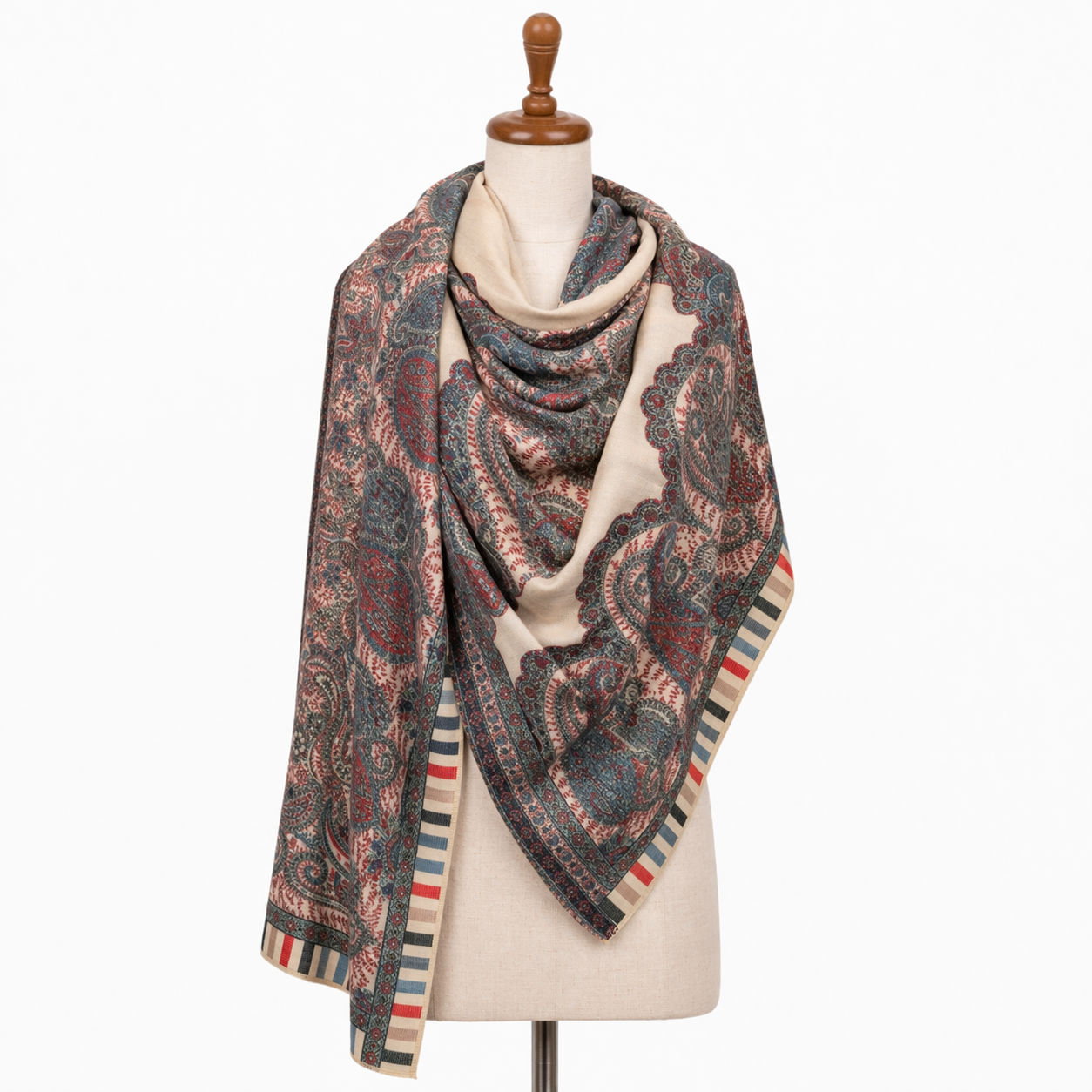 Kashmiri Kani Palla Cutwork Shawl - Blue/Purple Paisley